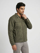 Men Jacket Green Regular Fit