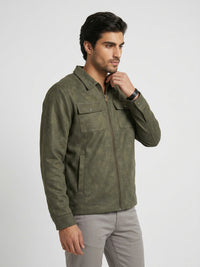 Men Jacket Green Regular Fit