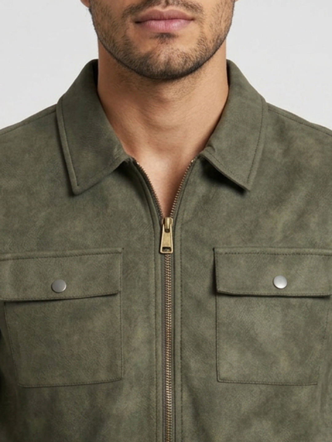 Men Jacket Green Regular Fit