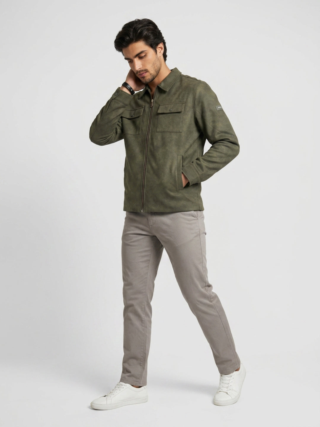 Men Jacket Green Regular Fit
