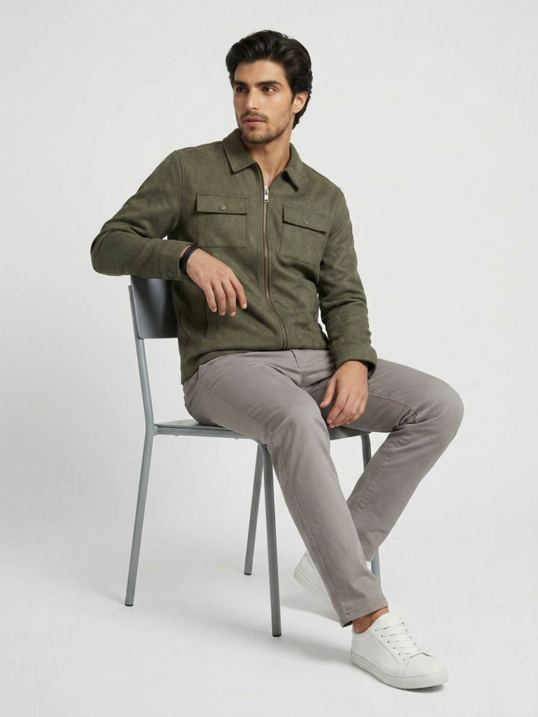 Men Jacket Green Regular Fit