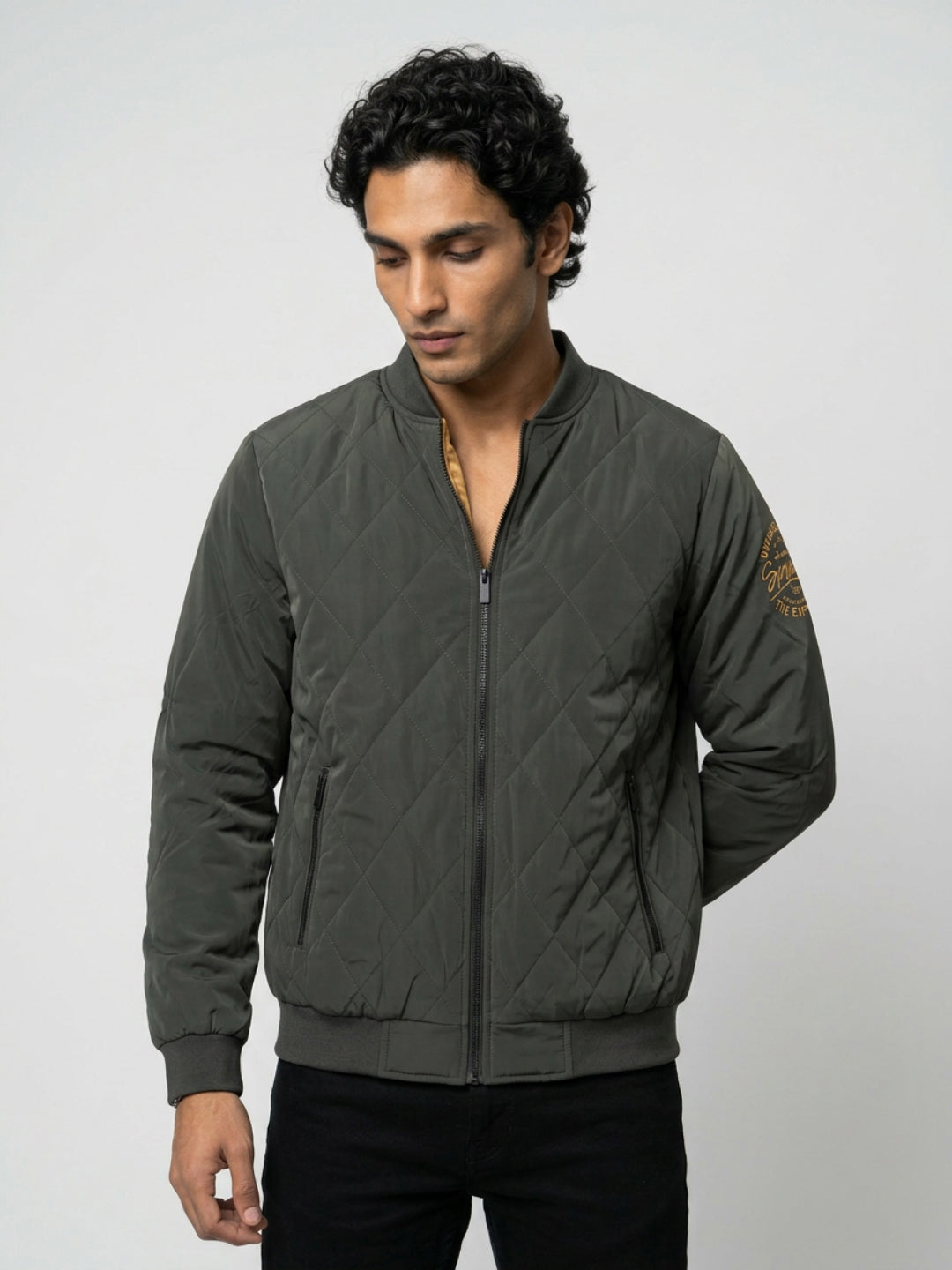 Men Jacket Green Regular Fit