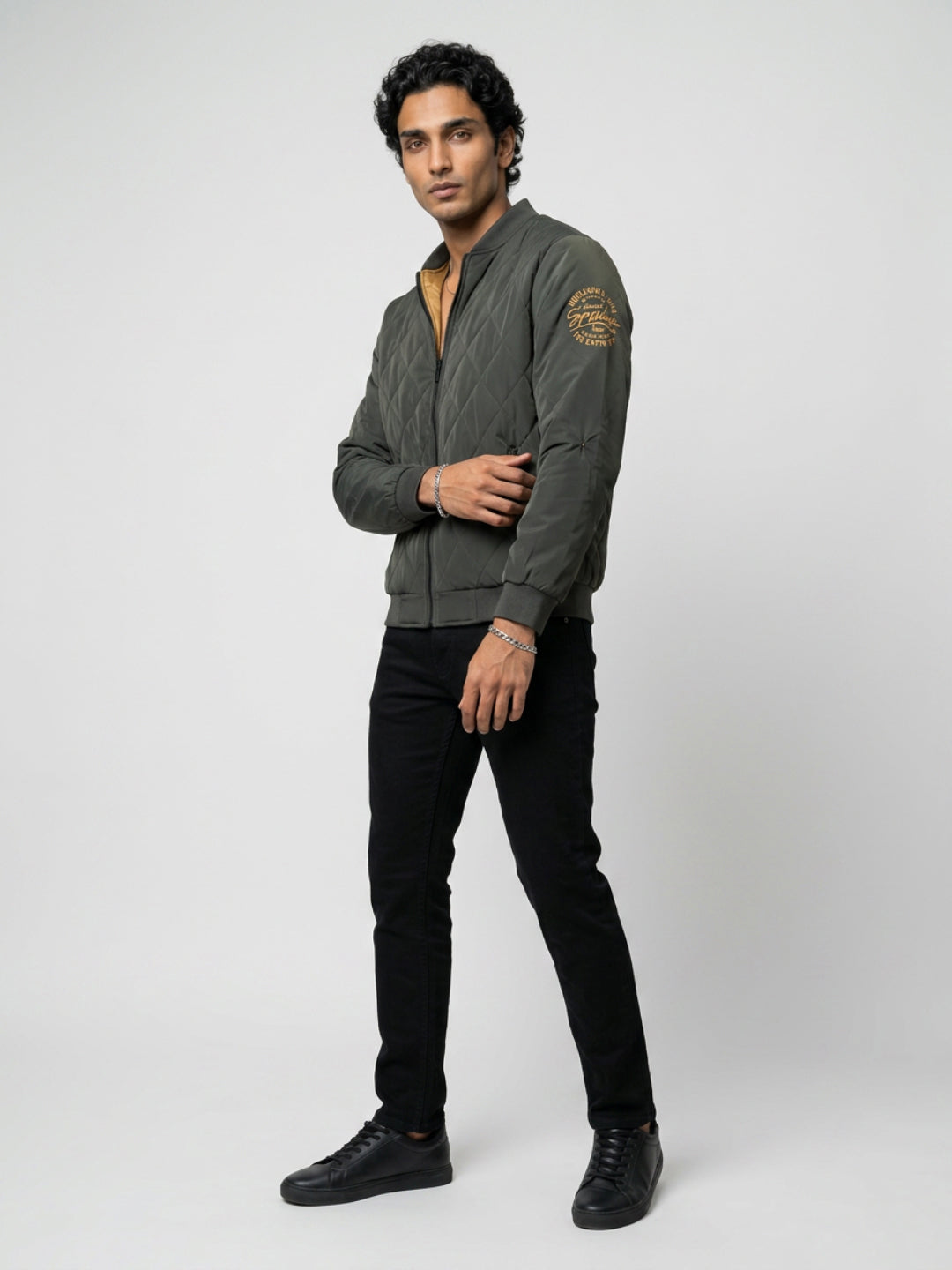 Men Jacket Green Regular Fit