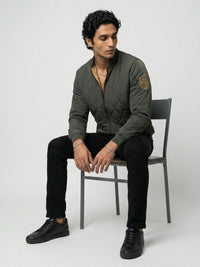 Men Jacket Green Regular Fit