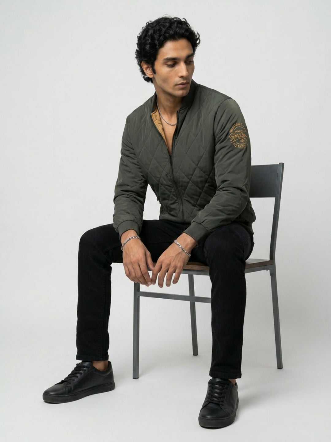 Men Jacket Green Regular Fit