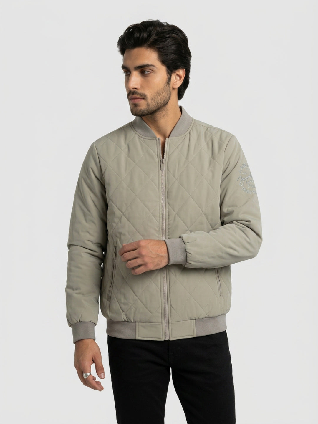 Men Jacket Grey Regular Fit