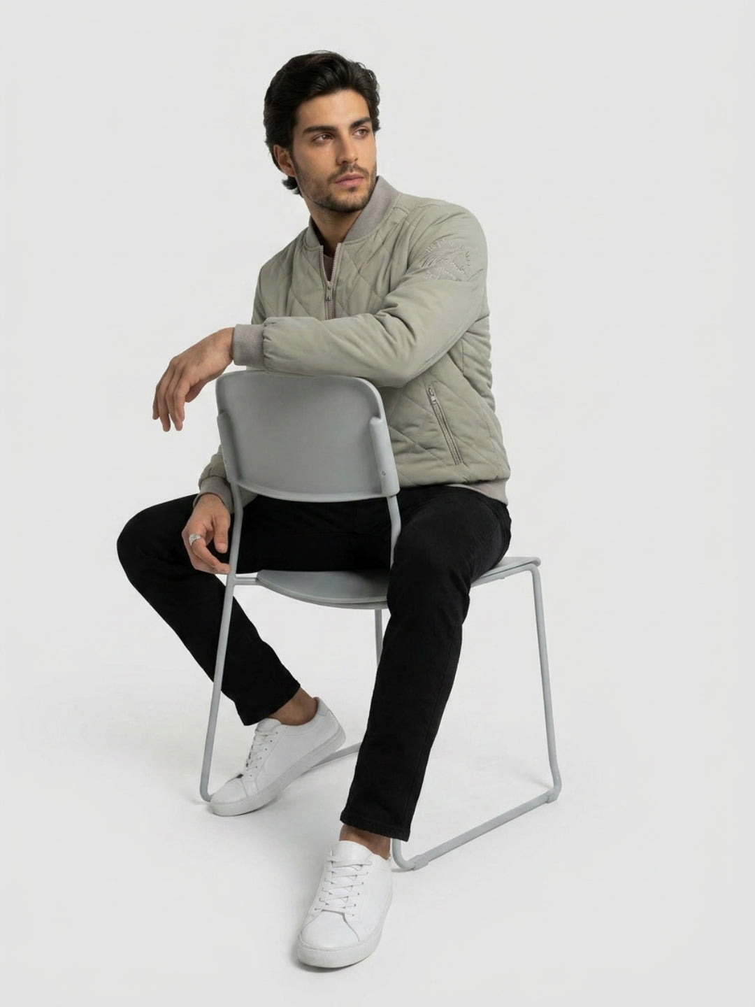 Men Jacket Grey Regular Fit