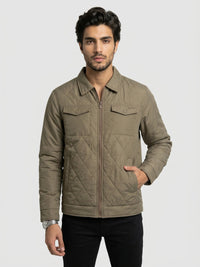 Men Jacket Brown Regular Fit