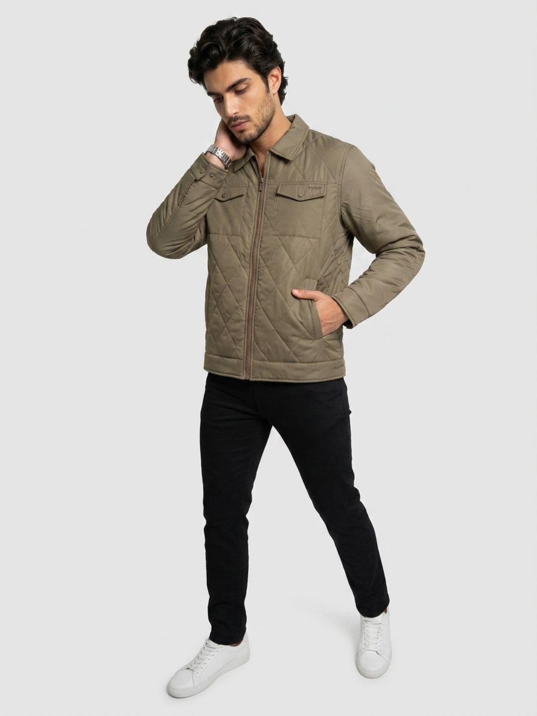 Men Jacket Brown Regular Fit