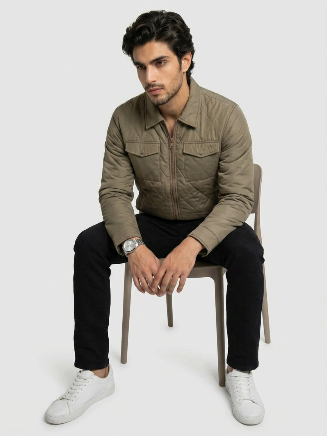 Men Jacket Brown Regular Fit