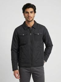 Men Jacket Jet Black Regular Fit