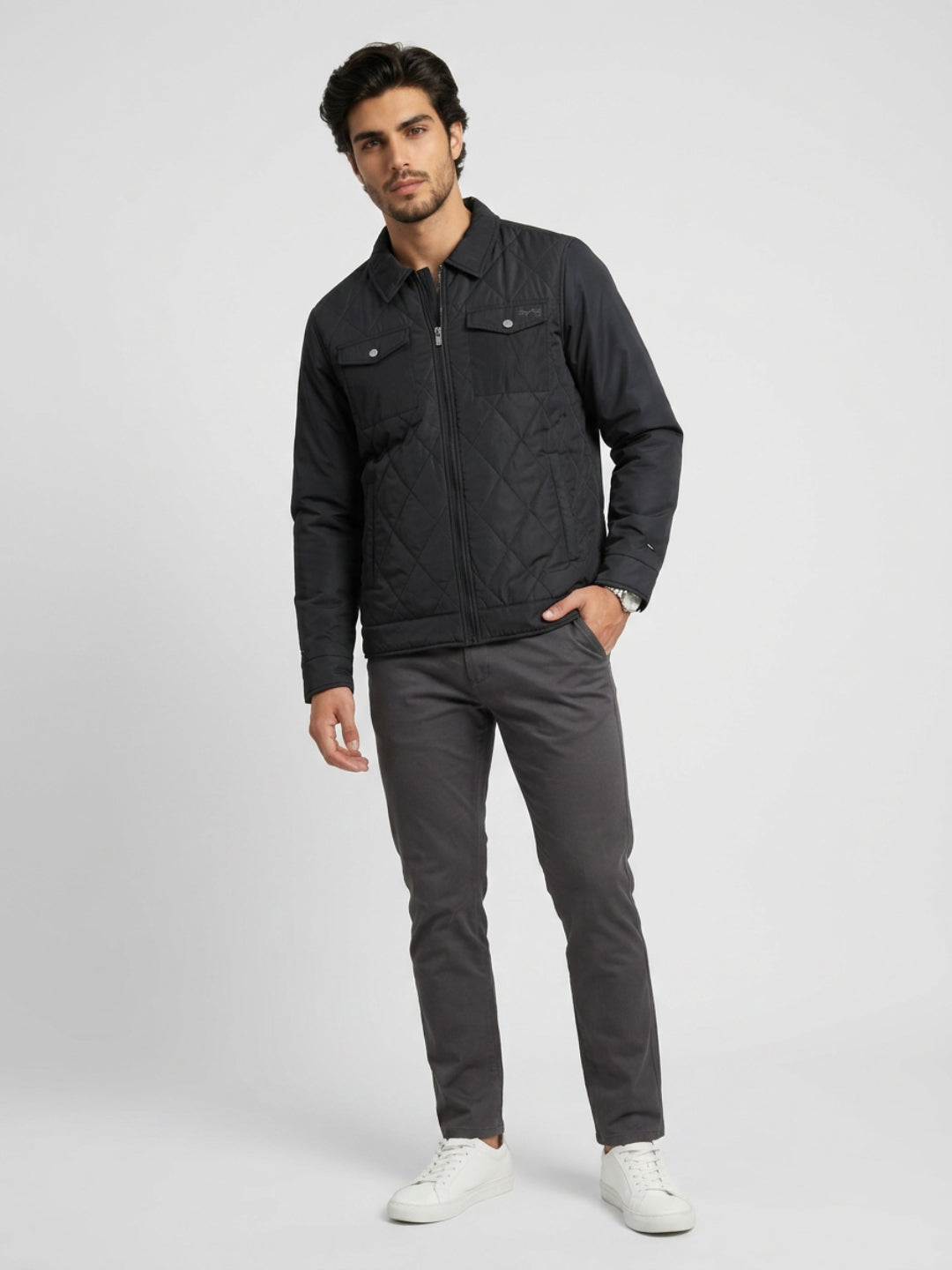 Men Jacket Jet Black Regular Fit