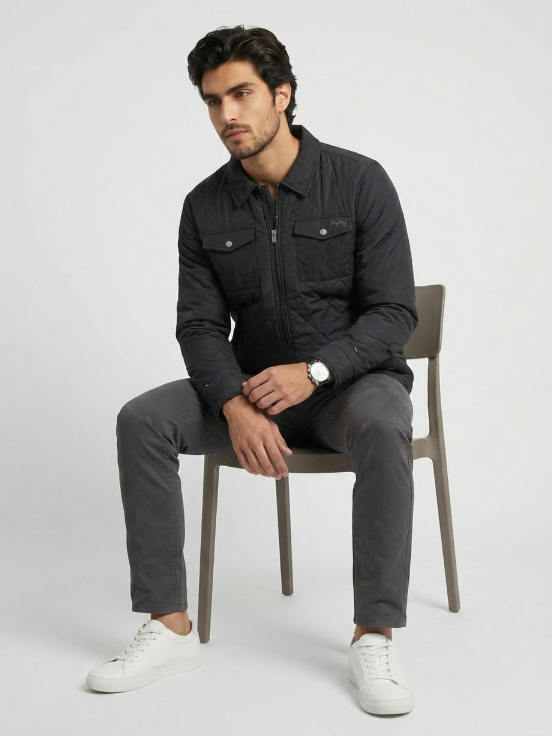 Men Jacket Jet Black Regular Fit