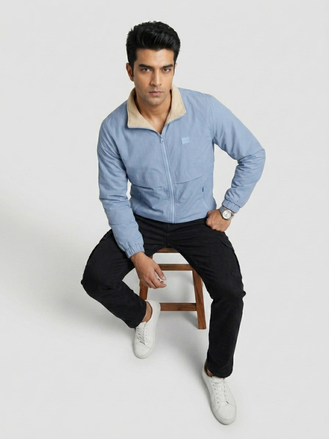 Men Jacket Blue Regular Fit