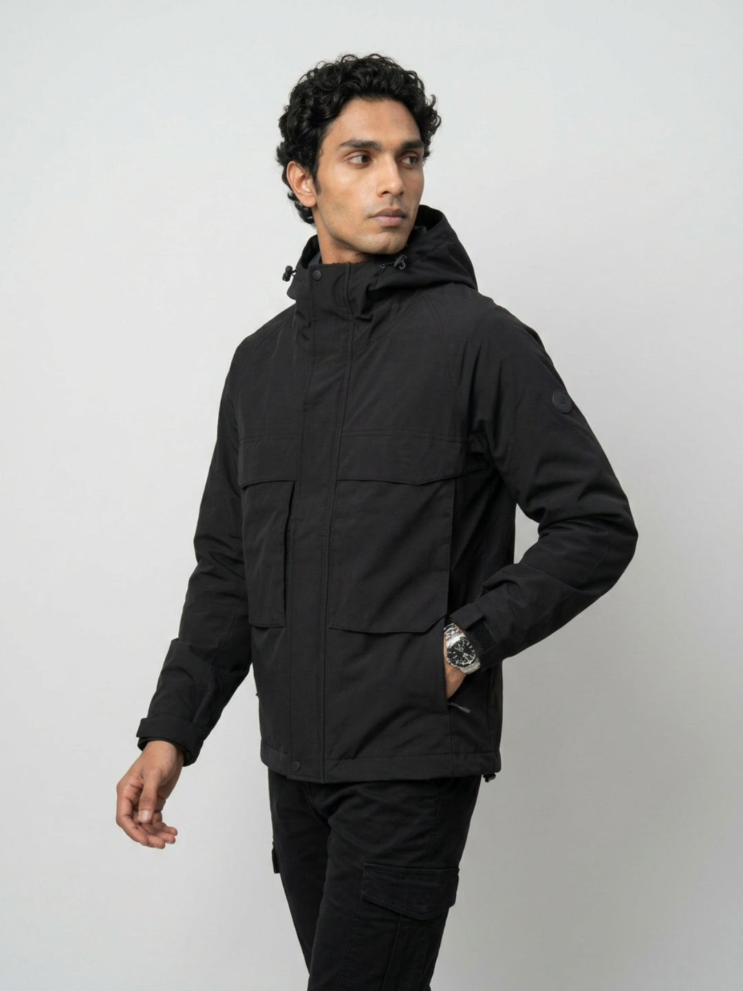 Men Jacket Black Regular Fit