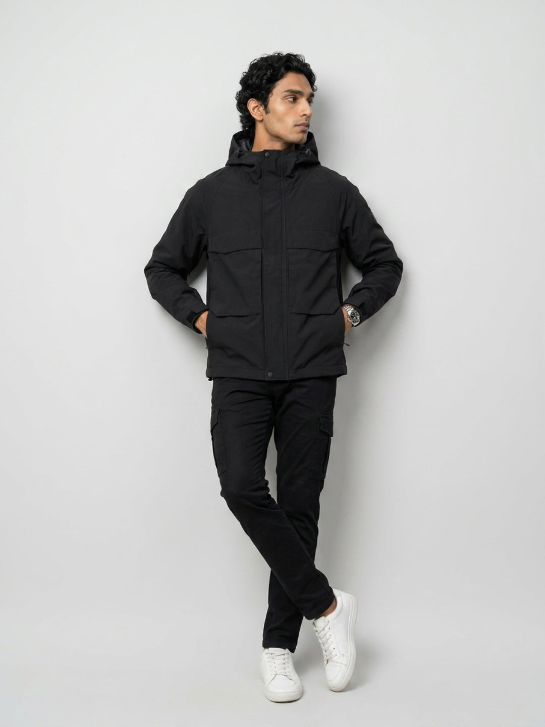 Men Jacket Black Regular Fit