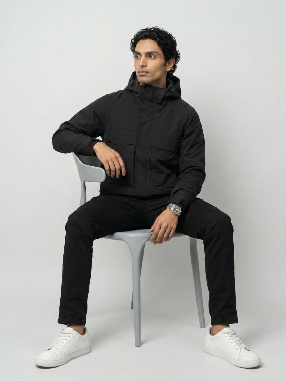 Men Jacket Black Regular Fit