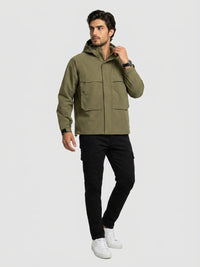 Men Jacket Green Regular Fit