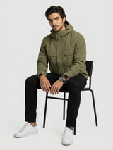 Men Jacket Green Regular Fit
