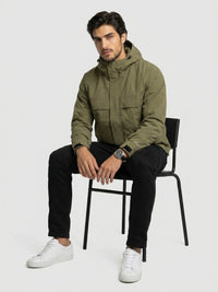 Men Jacket Green Regular Fit