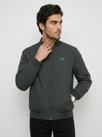 Men Jacket Green Regular Fit