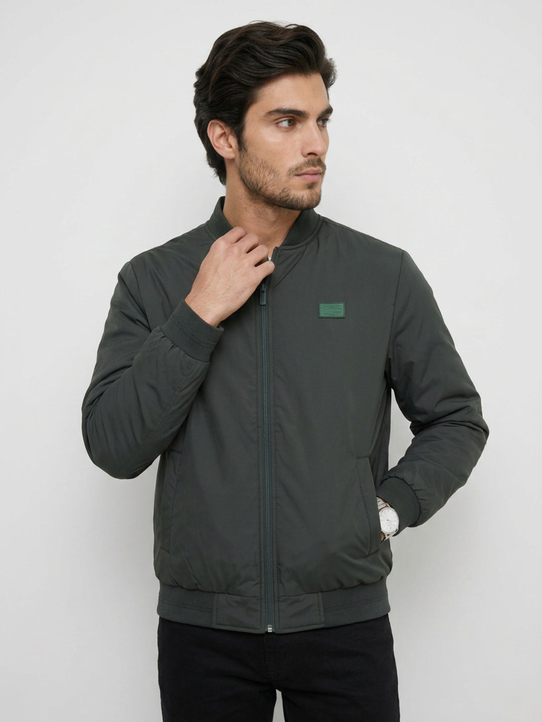 Men Jacket Green Regular Fit