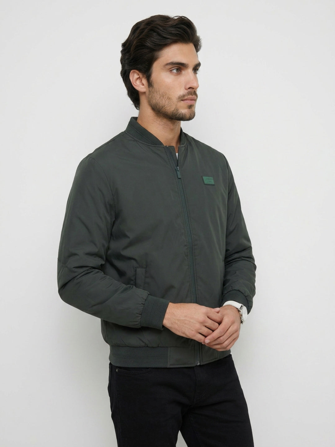 Men Jacket Green Regular Fit