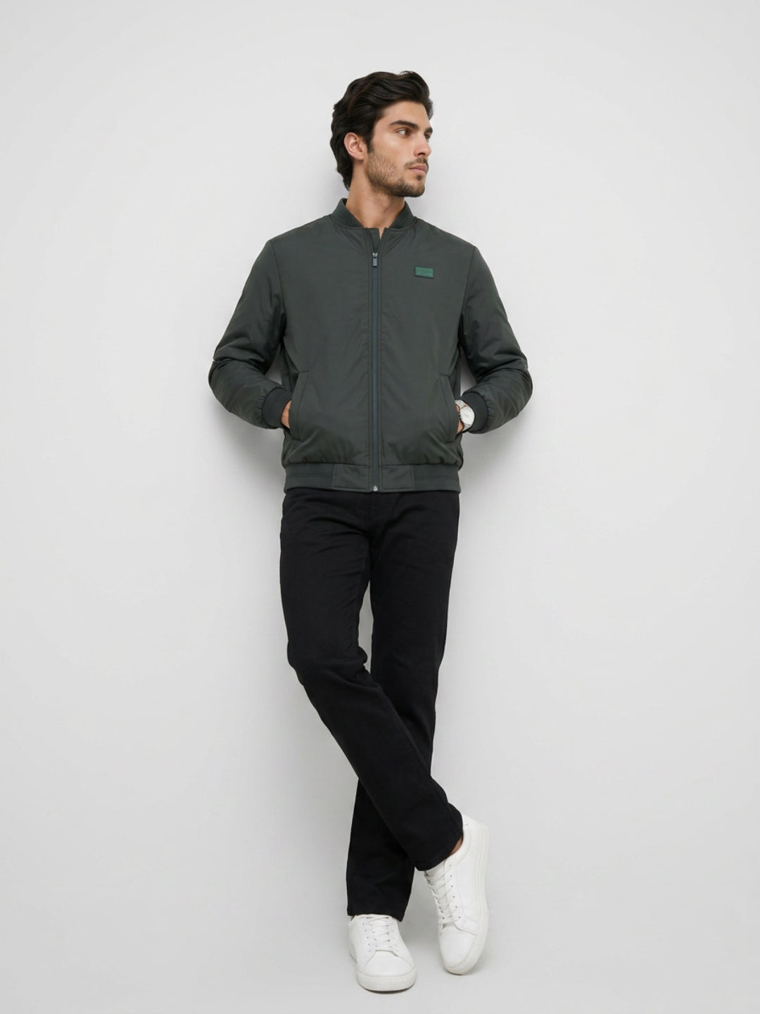 Men Jacket Green Regular Fit
