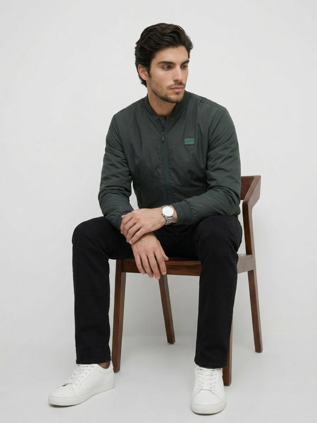 Men Jacket Green Regular Fit