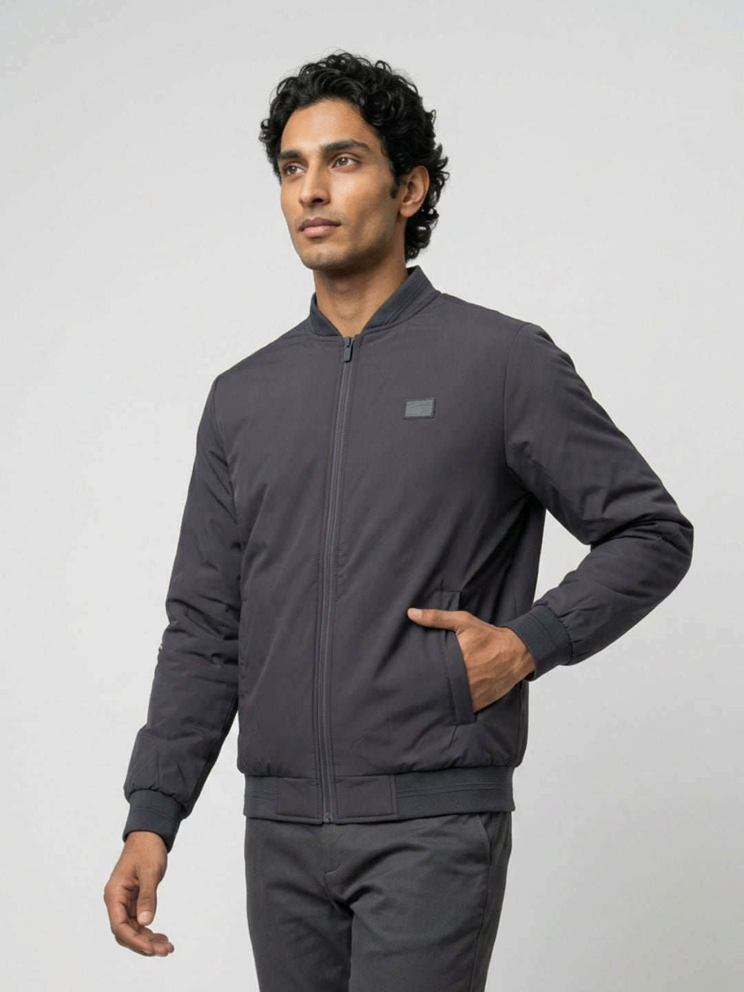 Men Jacket Grey Regular Fit
