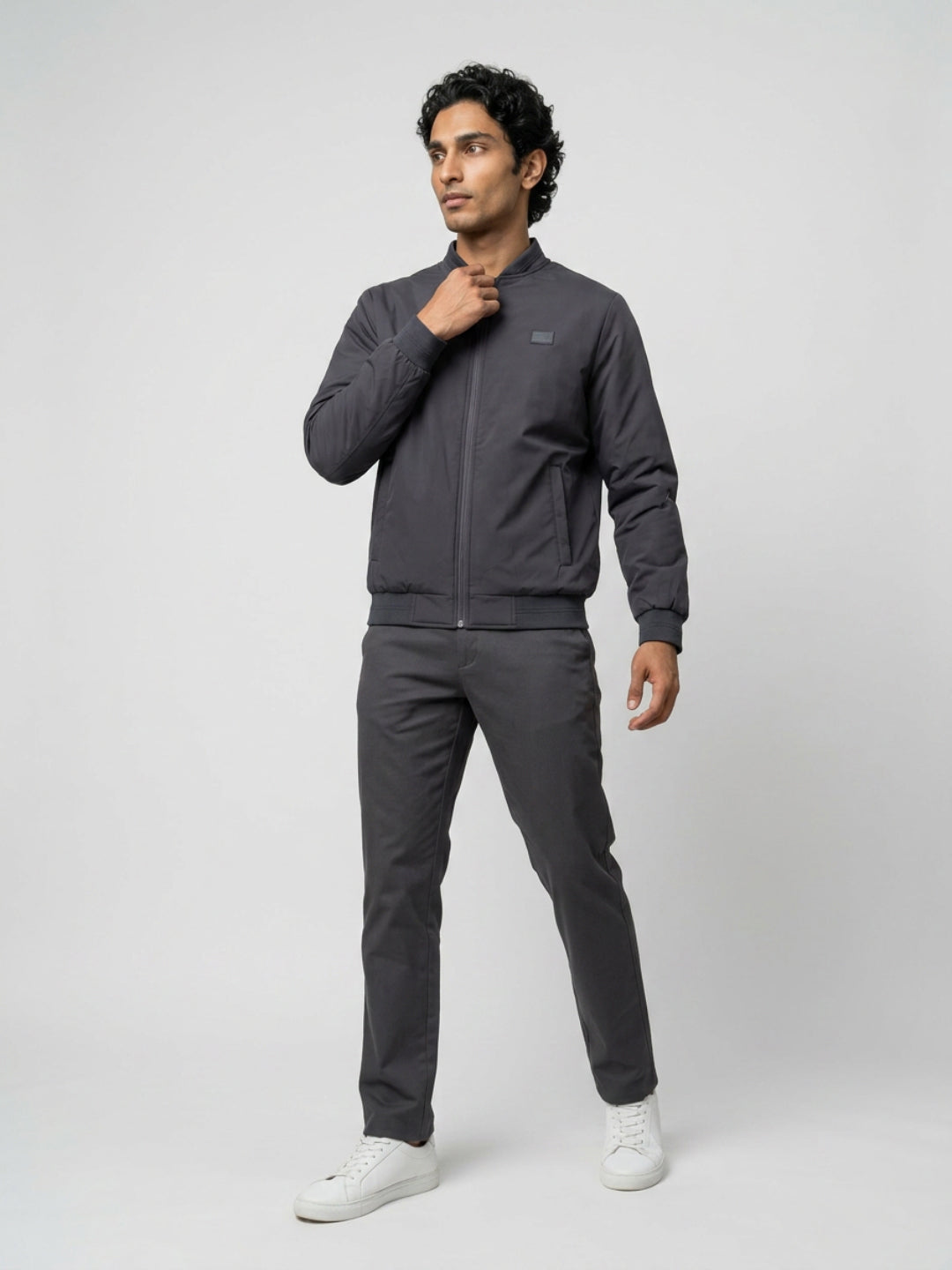 Men Jacket Grey Regular Fit