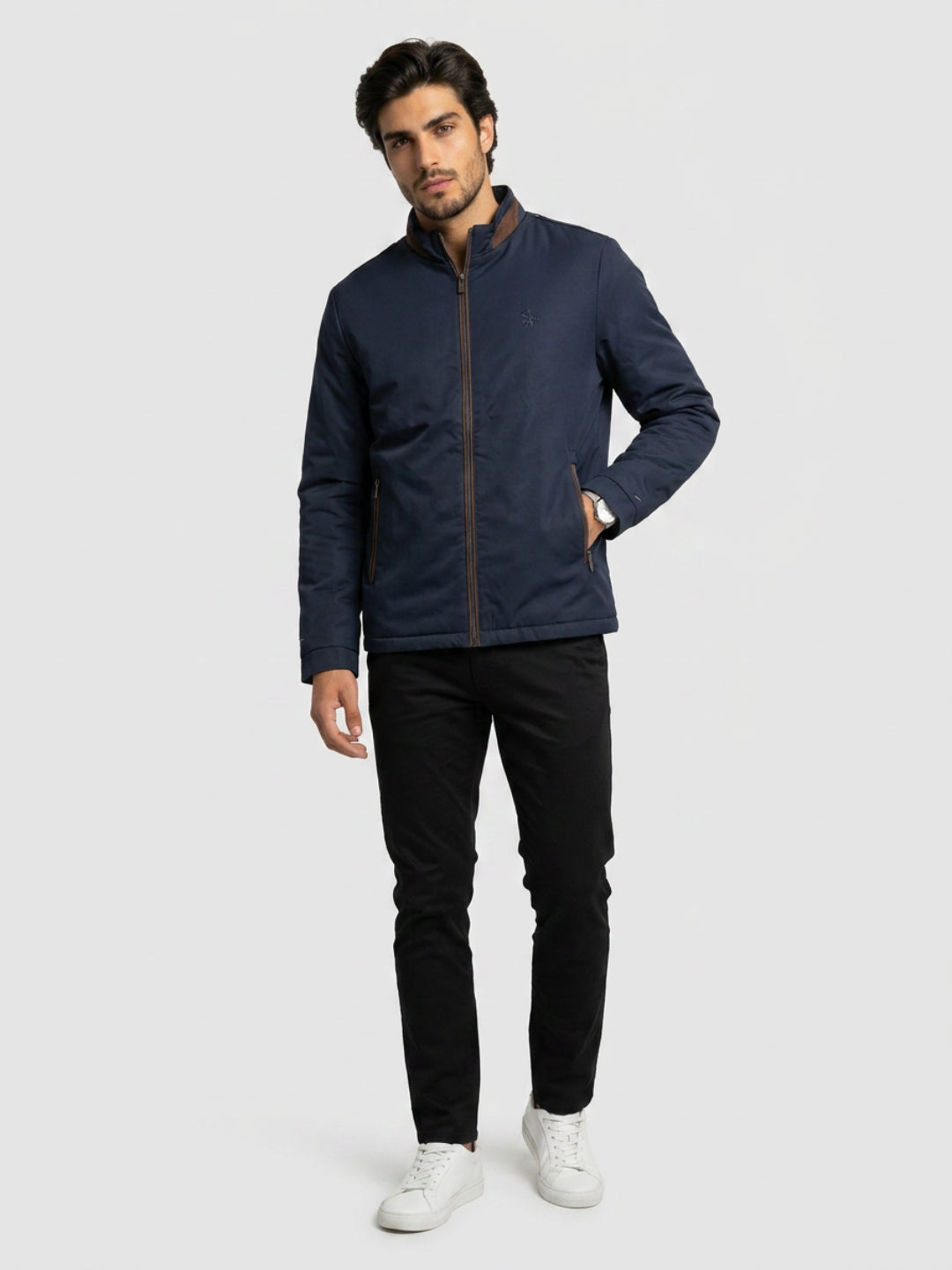Men Jacket Navy Blue Regular Fit