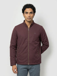 Men Jacket Maroon Regular Fit