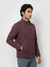 Men Jacket Maroon Regular Fit