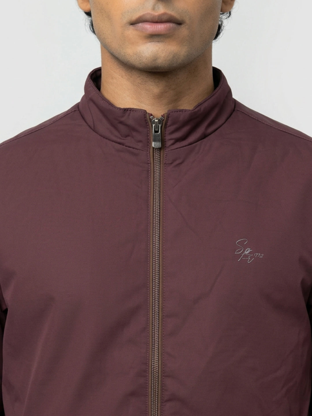 Men Jacket Maroon Regular Fit