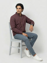 Men Jacket Maroon Regular Fit