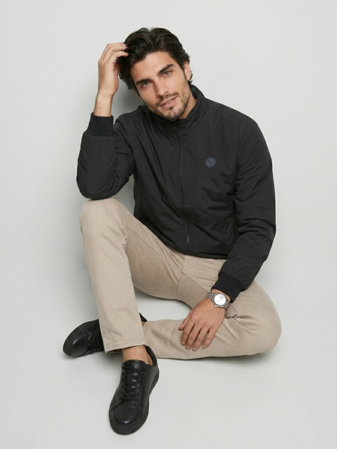 Men Jacket Black Regular Fit