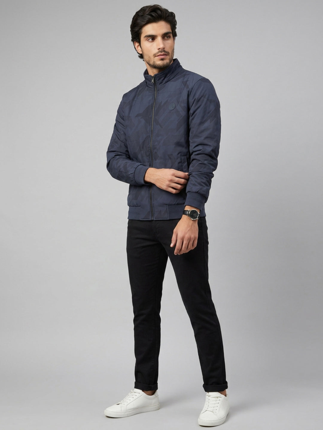 Men Jacket Navy Blue Regular Fit