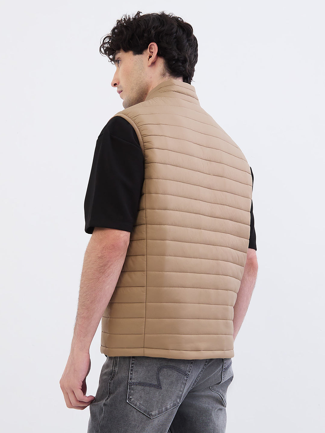 Spykar Camel Khaki Straight Fit Casual Jackets For Men