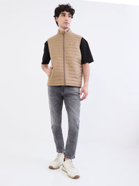 Men Jacket Khaki Straight Fit