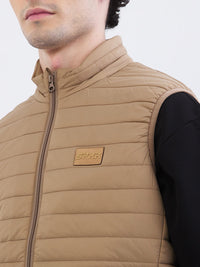 Men Jacket Khaki Straight Fit