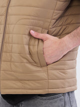 Men Jacket Khaki Straight Fit