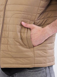 Men Jacket Khaki Straight Fit
