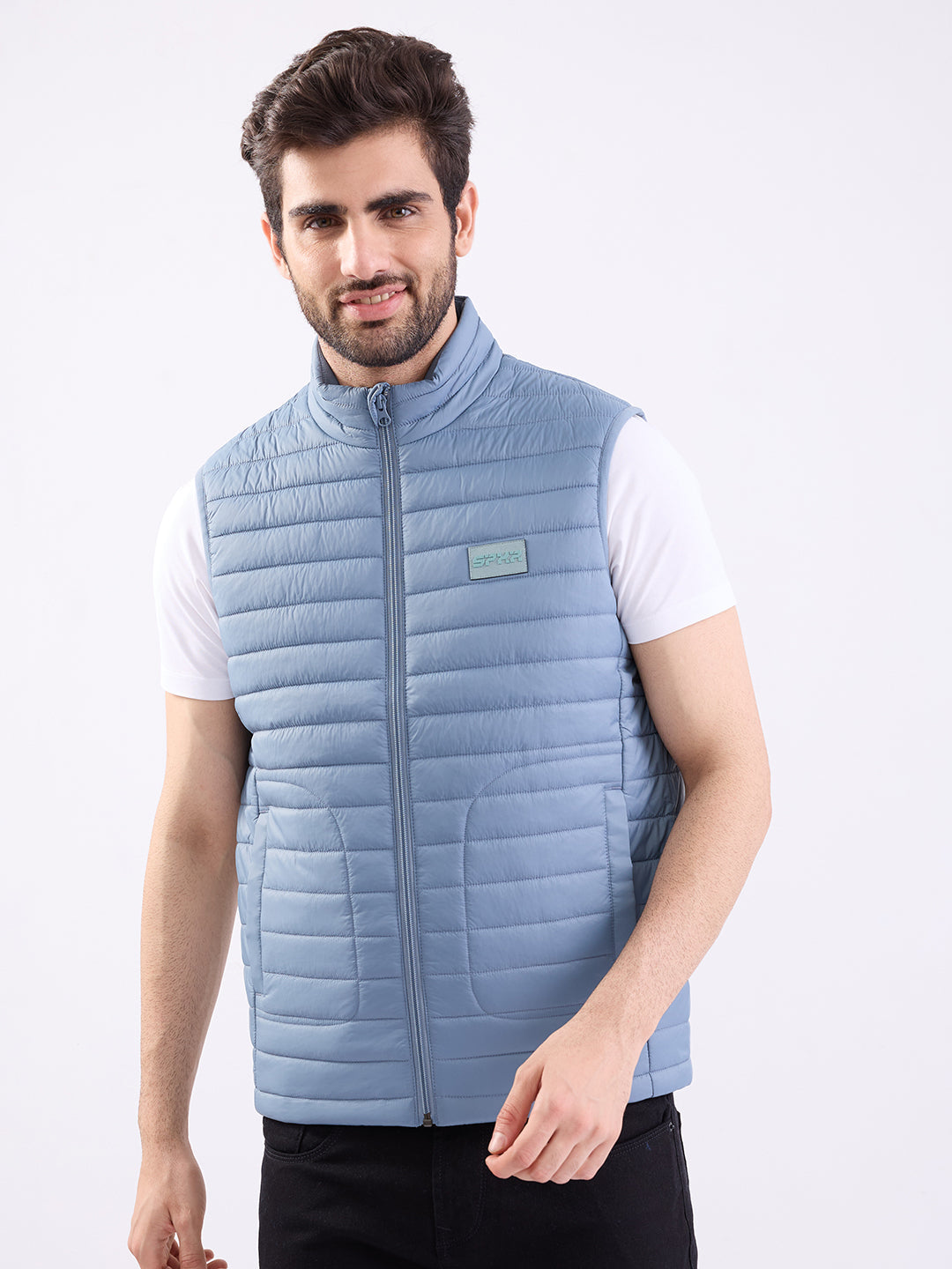 Men Jacket Grey Straight Fit