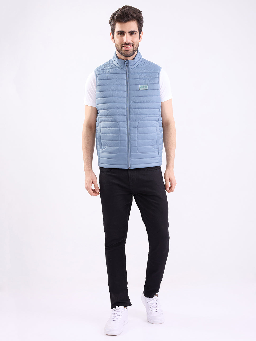 Men Jacket Grey Straight Fit