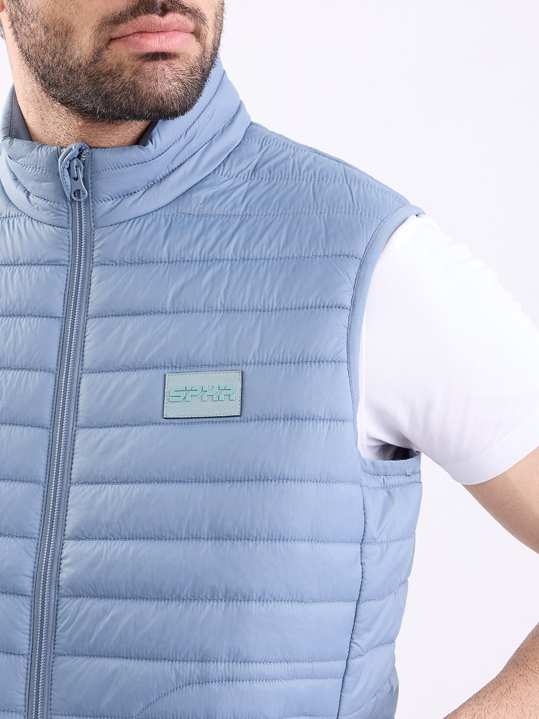 Men Jacket Grey Straight Fit