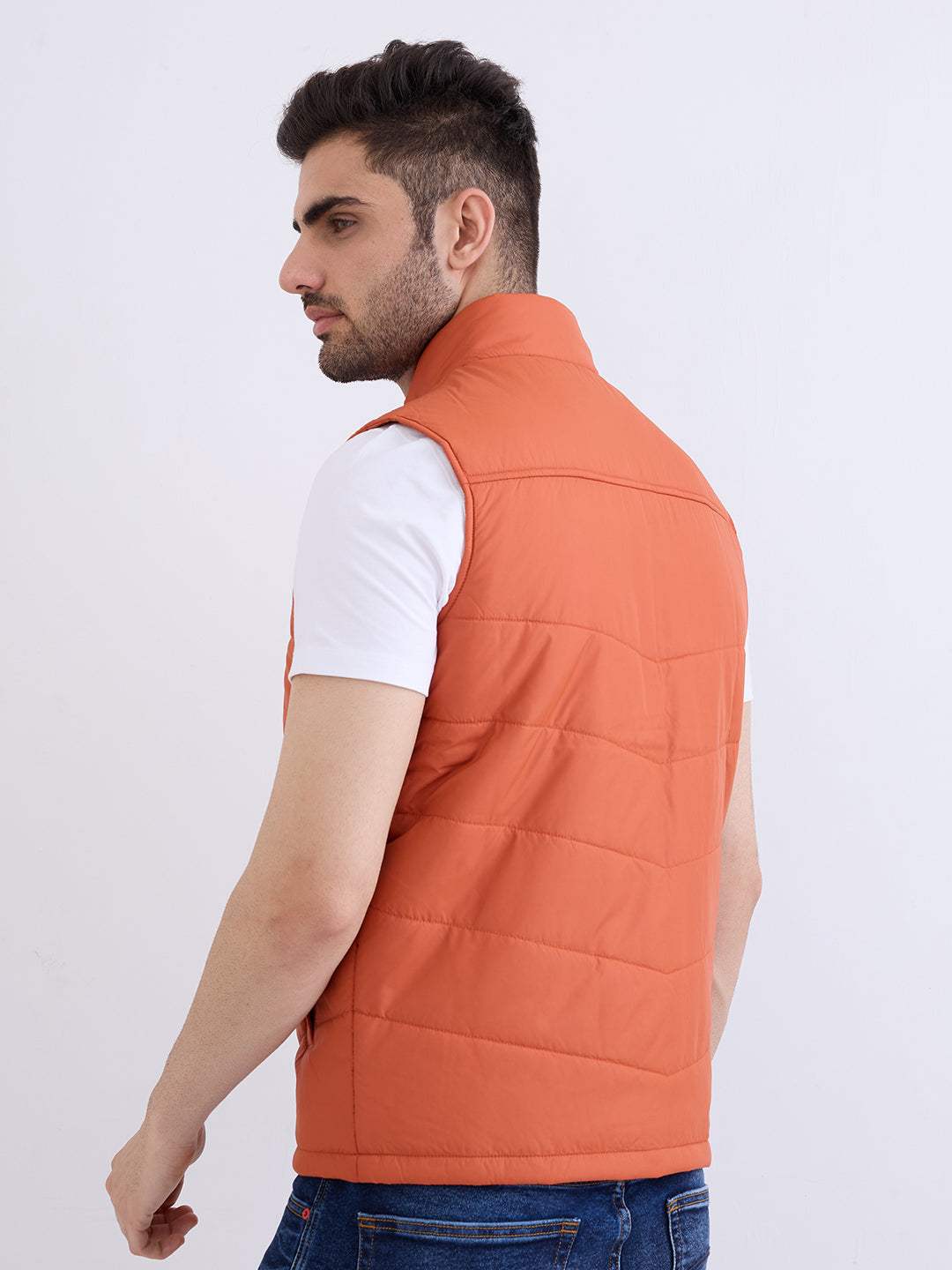 Spykar Burnt Orange Straight Fit Casual Jackets For Men