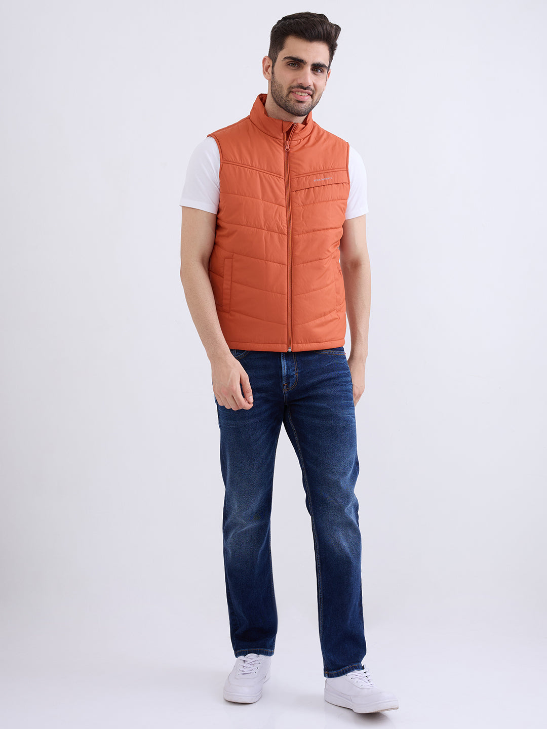 Spykar Burnt Orange Straight Fit Casual Jackets For Men