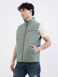 Men Jacket Green Straight Fit