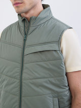Men Jacket Green Straight Fit